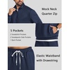 COOFANDY Mens Sweatsuit 2 Piece Set 1/4 Zip Mock Neck Tracksuit Relaxed Fit(Navy Blue)