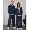 COOFANDY Mens Sweatsuit 2 Piece Set 1/4 Zip Mock Neck Tracksuit Relaxed Fit(Navy Blue)