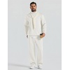 COOFANDY Mens Sweatsuit 2 Piece Set 1/4 Zip Mock Neck Tracksuit Relaxed Fit(Off-white)