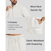 COOFANDY Mens Sweatsuit 2 Piece Set 1/4 Zip Mock Neck Tracksuit Relaxed Fit(Off-white)