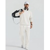 COOFANDY Mens Sweatsuit 2 Piece Set 1/4 Zip Mock Neck Tracksuit Relaxed Fit(Off-white)