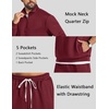COOFANDY Mens Sweatsuit 2 Piece Set 1/4 Zip Mock Neck Tracksuit Relaxed Fit(Wine Red)