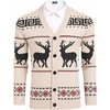 COOFANDY Mens Ugly Christmas Sweater Knitted Christmas Cardigan Sweater(Beige-christmas Reindeer)