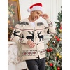 COOFANDY Mens Ugly Christmas Sweater Knitted Christmas Cardigan Sweater(Beige-christmas Reindeer)