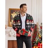 COOFANDY Mens Ugly Christmas Sweater Knitted Christmas Cardigan Sweater(Black and Red-reindee&santa)