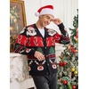 COOFANDY Mens Ugly Christmas Sweater Knitted Christmas Cardigan Sweater(Black-reindeer-santa&cane)