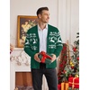 COOFANDY Mens Ugly Christmas Sweater Knitted Christmas Cardigan Sweater(Green Reindeer&snowflake)