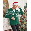 COOFANDY Mens Ugly Christmas Sweater Knitted Christmas Cardigan Sweater(Green Reindeer&snowflake)