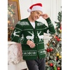 COOFANDY Mens Ugly Christmas Sweater Knitted Christmas Cardigan Sweater(Green-christmas Reindeer)