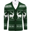 COOFANDY Mens Ugly Christmas Sweater Knitted Christmas Cardigan Sweater(Green-christmas Reindeer)