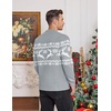 COOFANDY Mens Ugly Christmas Sweater Knitted Christmas Cardigan Sweater(Light Grey Reindeer&snowflake)