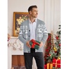 COOFANDY Mens Ugly Christmas Sweater Knitted Christmas Cardigan Sweater(Light Grey Reindeer&snowflake)