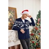 COOFANDY Mens Ugly Christmas Sweater Knitted Christmas Cardigan Sweater(Navy Blue Reindeer&snowflake)
