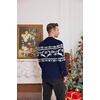 COOFANDY Mens Ugly Christmas Sweater Knitted Christmas Cardigan Sweater(Navy Blue Reindeer&snowflake)
