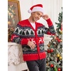 COOFANDY Mens Ugly Christmas Sweater Knitted Christmas Cardigan Sweater(Red Green and White Reindeer&snowflake)