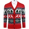 COOFANDY Mens Ugly Christmas Sweater Knitted Christmas Cardigan Sweater(Red Green and White Reindeer&snowflake)