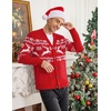 COOFANDY Mens Ugly Christmas Sweater Knitted Christmas Cardigan Sweater(Red Reindeer&snowflake)