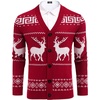 COOFANDY Mens Ugly Christmas Sweater Knitted Christmas Cardigan Sweater(Red-christmas Reindeer)