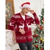 COOFANDY Mens Ugly Christmas Sweater Knitted Christmas Cardigan Sweater(Red-christmas Reindeer)