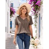 COOFANDY Women’s V Neck T Shirts Short Sleeve Tee Summer Loose Casual Tops(Brown)