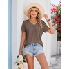COOFANDY Women’s V Neck T Shirts Short Sleeve Tee Summer Loose Casual Tops(Brown)