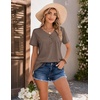 COOFANDY Women’s V Neck T Shirts Short Sleeve Tee Summer Loose Casual Tops(Brown)