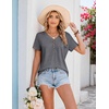 COOFANDY Women’s V Neck T Shirts Short Sleeve Tee Summer Loose Casual Tops(Grey)