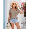 COOFANDY Women’s V Neck T Shirts Short Sleeve Tee Summer Loose Casual Tops(Khaki)