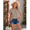 COOFANDY Women’s V Neck T Shirts Short Sleeve Tee Summer Loose Casual Tops(Khaki)