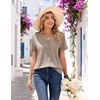 COOFANDY Women’s V Neck T Shirts Short Sleeve Tee Summer Loose Casual Tops(Khaki)
