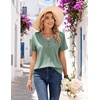 COOFANDY Women’s V Neck T Shirts Short Sleeve Tee Summer Loose Casual Tops(Light Green)