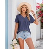 COOFANDY Women’s V Neck T Shirts Short Sleeve Tee Summer Loose Casual Tops(Navy Blue)