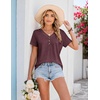 COOFANDY Women’s V Neck T Shirts Short Sleeve Tee Summer Loose Casual Tops(Red)