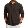 COOFANDY Men’s Knit Polo Shirt Long Sleeve Polo Sweaters Casual Golf Shirts(Brown)