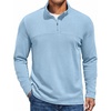 COOFANDY Mens Quarter Zip Pullover Mock Neck Sweatshirt Half Zip Sweater(Light Blue)