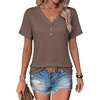COOFANDY Women’s V Neck T Shirts Short Sleeve Tee Summer Loose Casual Tops(Brown)