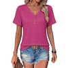 COOFANDY Women’s V Neck T Shirts Short Sleeve Tee Summer Loose Casual Tops(Hot Pink)