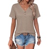 COOFANDY Women’s V Neck T Shirts Short Sleeve Tee Summer Loose Casual Tops(Khaki)
