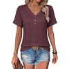COOFANDY Women’s V Neck T Shirts Short Sleeve Tee Summer Loose Casual Tops(Red)