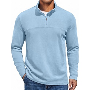 COOFANDY Mens Quarter Zip Pullover Mock Neck Sweatshirt Half Zip Sweater(Light Blue)