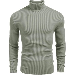 COOFANDY Mens Ribbed Slim Fit Knitted Pullover Casual Turtleneck Sweater(Sage Green)