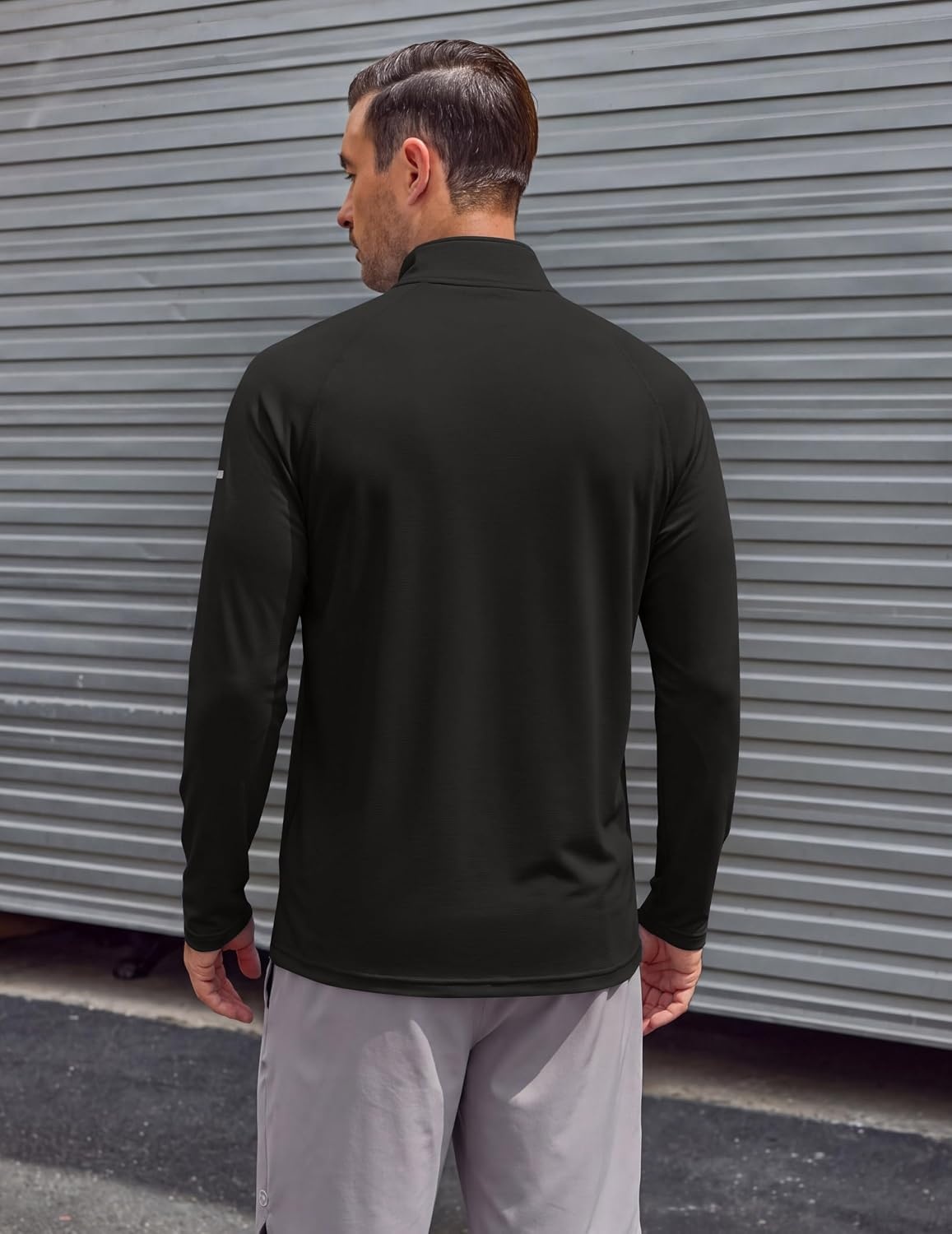 image:imageCOOFANDY Mens Quarter Zip Pullover UPF 50 Long Sleeve Athletic ShirtsBlack