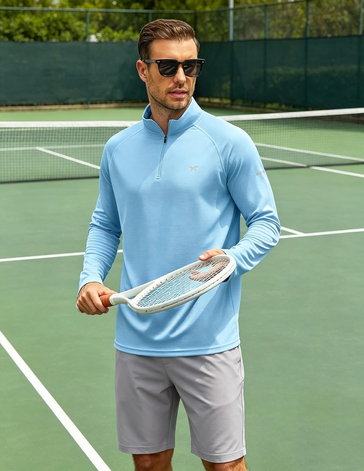 image:imageCOOFANDY Mens Quarter Zip Pullover UPF 50 Long Sleeve Athletic ShirtsBlue