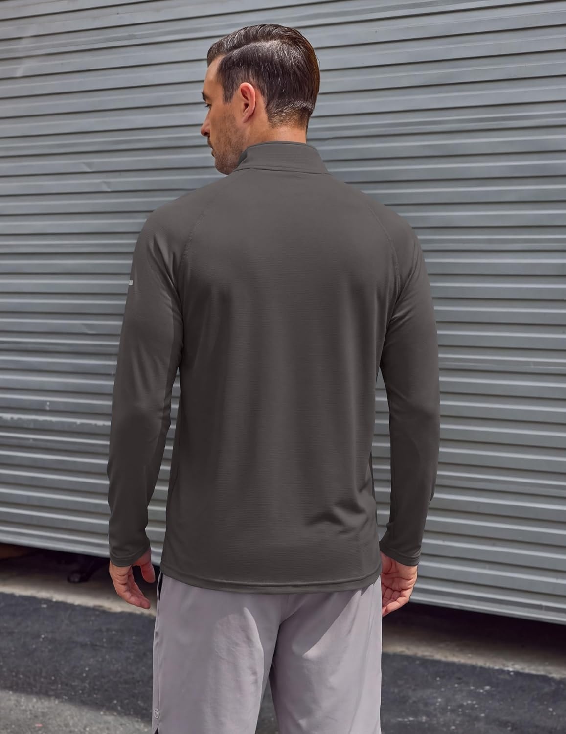 image:imageCOOFANDY Mens Quarter Zip Pullover UPF 50 Long Sleeve Athletic ShirtsDark Grey