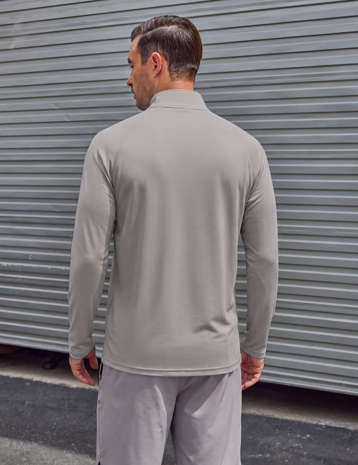 image:imageCOOFANDY Mens Quarter Zip Pullover UPF 50 Long Sleeve Athletic ShirtsLight Grey