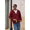 COOFANDY Men Full Zip Hoodie Fleece Zipper Sweatshirt Casual Hooded Jacket(Wine Red)