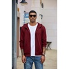 COOFANDY Men Full Zip Hoodie Fleece Zipper Sweatshirt Casual Hooded Jacket(Wine Red)