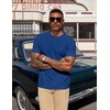COOFANDY Men’s Henley Shirts Short Sleeve Texture Casual Button Tee Shirts(Blue)