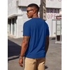 COOFANDY Men’s Henley Shirts Short Sleeve Texture Casual Button Tee Shirts(Blue)