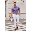 COOFANDY Mens Knit Polo Shirts Casual Short Sleeve Button Down Polo Shirt(Light Purple)